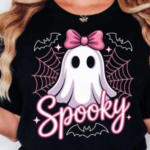 Spooky Ghost PNG Trendy Patchwork Spooky Ghost Png, Pink Ghost PNG | Cute Coquette Spooky Bat Design | Girly Halloween Sublimation PNG