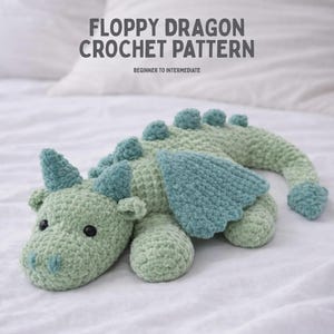 Modèle PDF original de dragon en peluche souple au crochet |