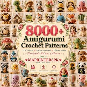 Paquete de patrones de ganchillo de amigos fantásticos / Diseños mágicos de peluches amigurumi (descarga en PDF)