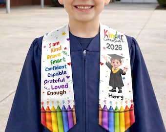 Kindergarten Graduation Stole 2026, Custom Name Stole, Pre-K Nursery 1st Grade, Preschool Graduation Gift, Personalized Stole