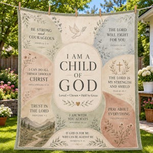 Christian Scripture Quilt Blanket,Bible Verse Throw, Botanical Faith Religious Gift for Women Daughter Mom, Floral Comfort Aesthetic Blanket