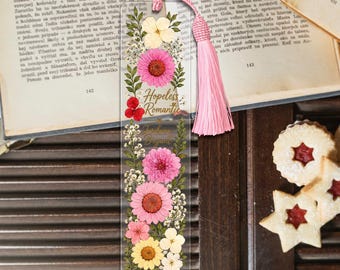 Personalized Floral Acrylic Bookmark, Custom Name Bookmarks with Tassel, Floral Lovers Gift