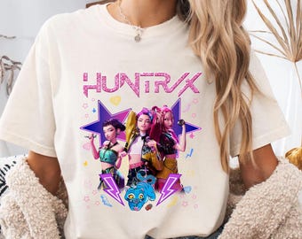 Kpop Huntrix Youth Shirt,Huntrix Girls Fan Merch for Toddlers,Mira Rumi Zoey Printed Tee,Ideal Gift for Little Fans and Kpop Loving Families