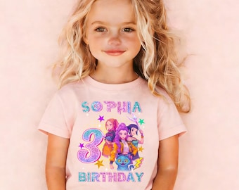 Personalized Huntrix Birthday Shirt,Custom Name Age Kpop Demon Hunter Toddler Tee,Mira Rumi Zoey Birthday Gift,Birthday Gift for Kid