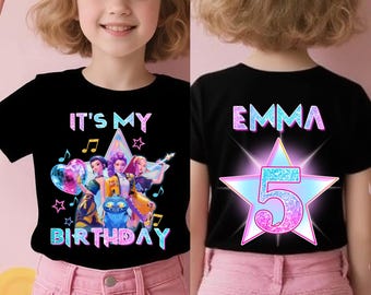 Custom Huntrix Birthday Girl T-Shirt,Personalized Mira Rumi Zoey Kpop Demon Hunter Birthday Tee,Perfect Kpop Birthday Gift for Huntrix Fans