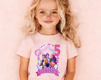 Custom Huntrix Birthday Girl Shirt,Personalized Kpop Demon Hunter Birthday Tee For Toddler & Youth,Zoey Rumi Mira Character Shirt