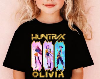 Personalized Kpop Demon Hunters Youth Tee-Huntrix Fan Merch with Mira Rumi Zoey Graphics,Customizable for Toddlers,Ideal Birthday Present