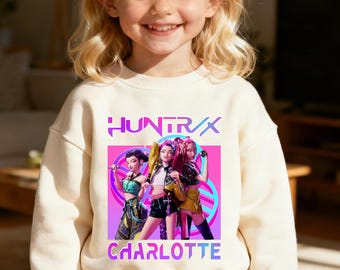 Personalized Huntrix Demon Hunters Toddler Tee,Mira Rumi Zoey Inspired Kpop Merch,Retro Anime Graphics for Little Kpop Fans