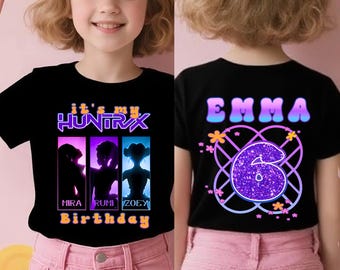Custom Huntrix Birthday Girl T-Shirt,Personalized Mira Rumi Zoey Kpop Demon Hunter Birthday Tee,Summer travel gifts For Youth