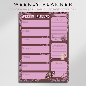 Gothic Witchy Weekly Planner Printable | Spooky Dark Aesthetic A4 Planner | Haunted Witchy Digital Download | Goals, Appointments, Notes PDF