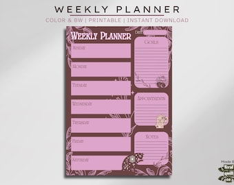 Gothic Witchy Weekly Planner: Spooky A4 Printable (PDF Download)