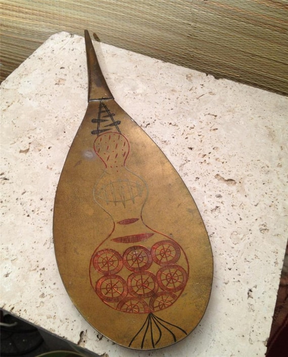 Fabulous Abstract Mid-Century Modern Art Brass Platter Sarna India M442 Eames b