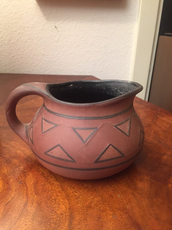 Clifton Indian Ware Pottery Pitcher Geometric Vase Planter with Handle Little Colorado  AS/IS