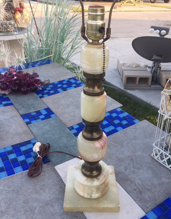 Vintage Onyx & Brass Lamp Hollywood Regency Fabulous