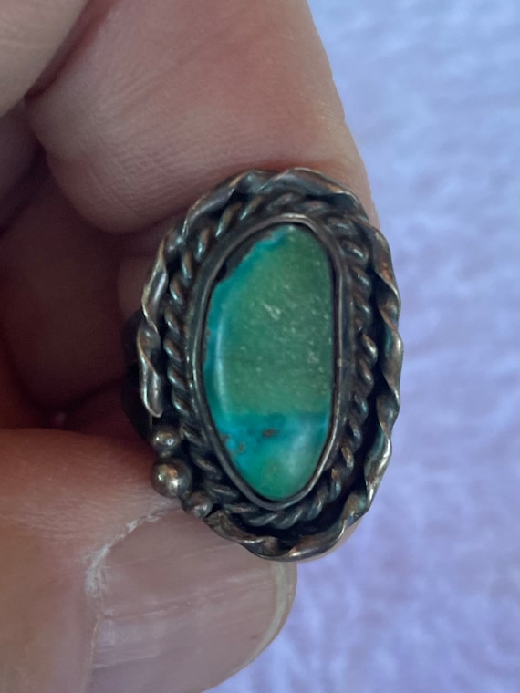 Vintage Navajo Sterling Silver Ring Turquoise Size: 6