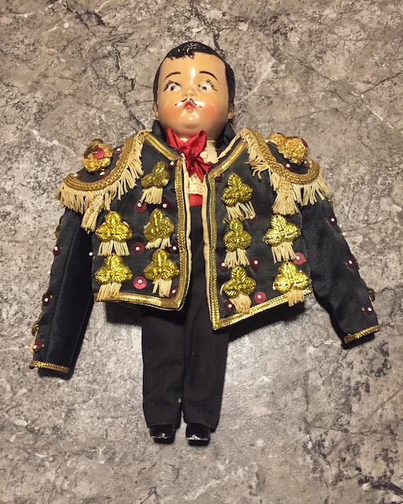 Xafmas Matador Spain Doll ornate Jacket Vintage with Doll Ornate Bull Fighter