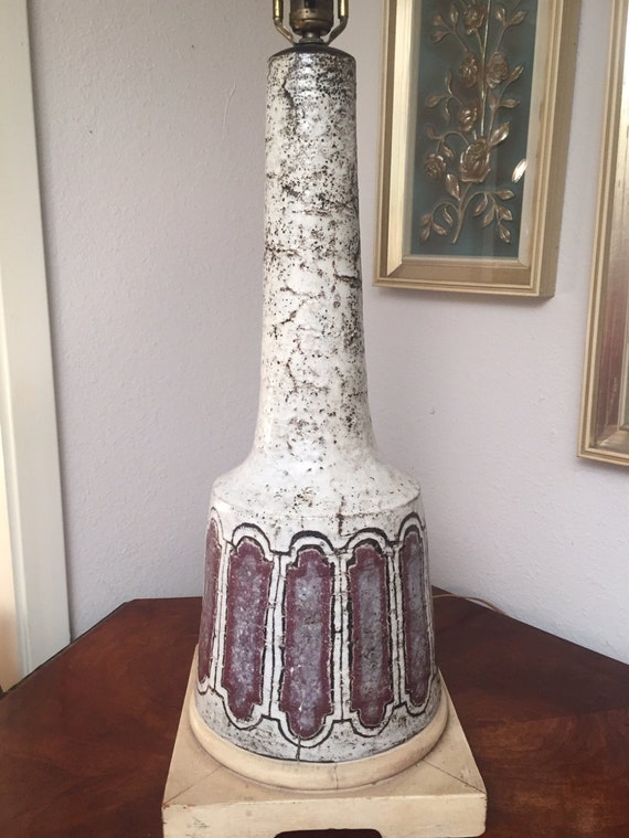 Large Italian Pottery Lamp Mid-century Modern Italy Netter Gambone Raymor Bitossi Fantoni Londi Era