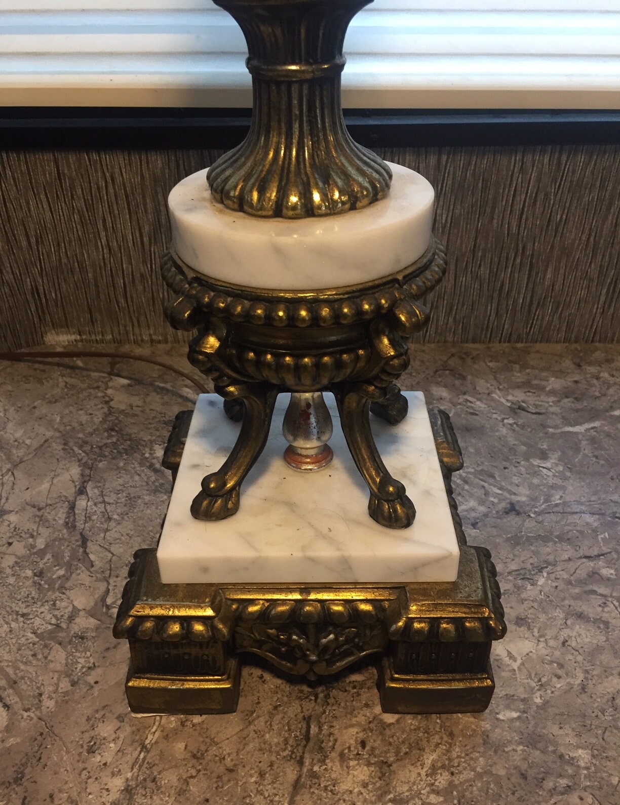 Large Vintage Hollywood Regency CHERUB Lamp Metal Marble Bird Etsy