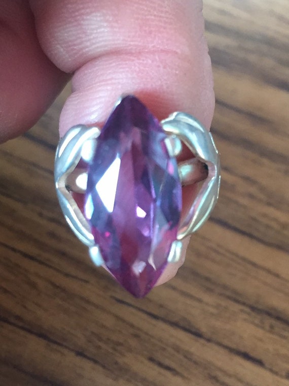 Vintage Mexican Ring Sterling Silver 925 Amethyst Signed  ARC Eagle Mark Sz.6