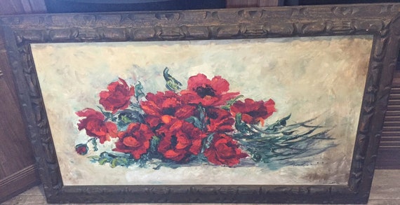 Vintage Original Oil Painting by Farnie Parker Taite Framed Floral Palette Thick