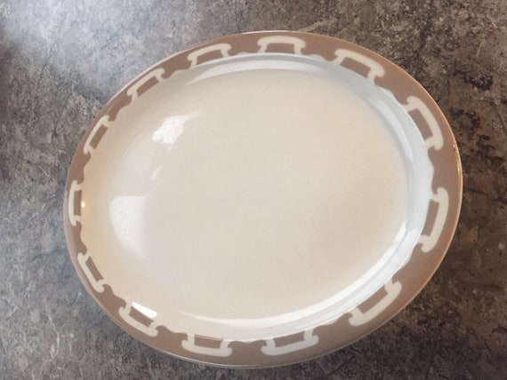 Vintage Wallace restaurant ware serving platter 12 3/4" White / Tan