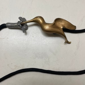 Vintage Gold 1983 Signed Christopher Ross Hummingbird Belt Buckle With Silver Flower