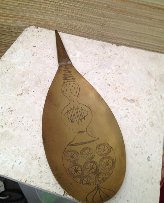 Abstract Mid-Century Modern Art Brass Platter Sarna India M442 Eames Era