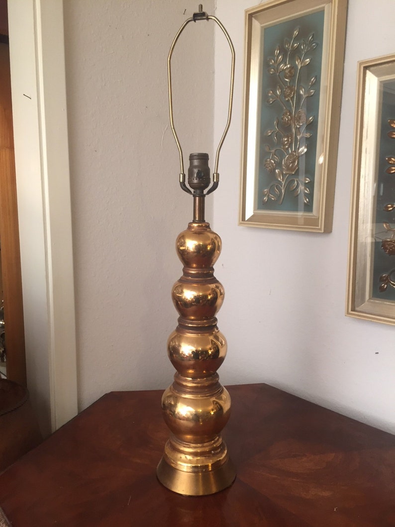 Vintage Stacked Ball Brass Lamp Hollywood Regency 1950's