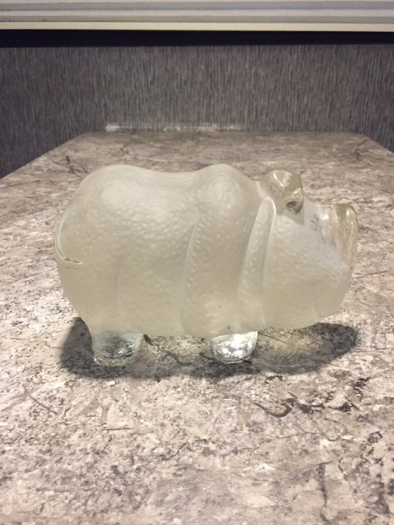 Vintage Viking Heavy Glass PIG bookend Paperweight Animal Sculpture