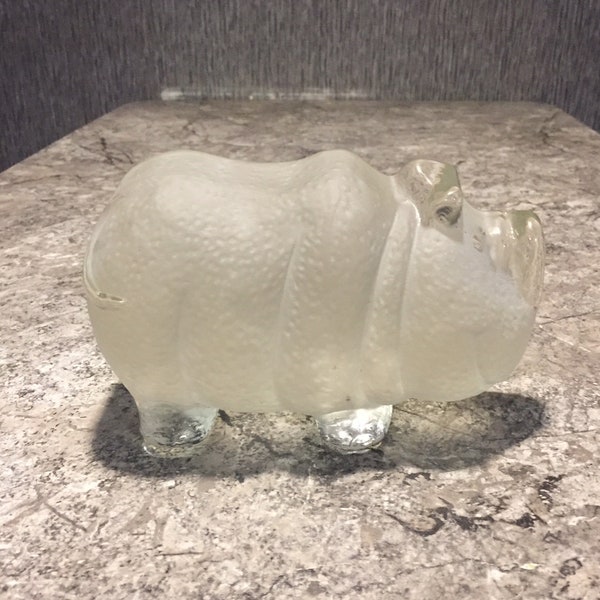 Vintage Viking Heavy Glass PIG bookend Paperweight Animal Sculpture