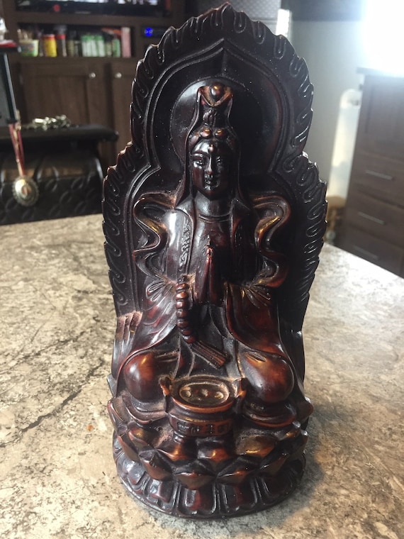 Vintage Red Resin Chinese Incense Stick Holder Buddah Cherry Old Art Sculpture