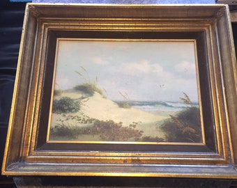Vintage Dalhart Windberg Print On Canvas Signed Framed Seashore Sand Beach