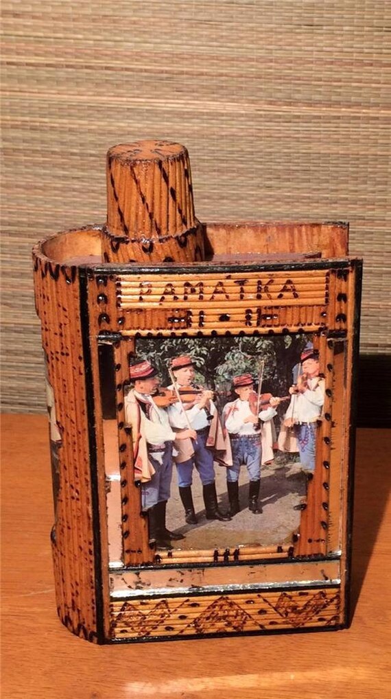 Czech FOLK ART Book Flask Bottle PAMATKA Slovakia Polish Music Souvenir