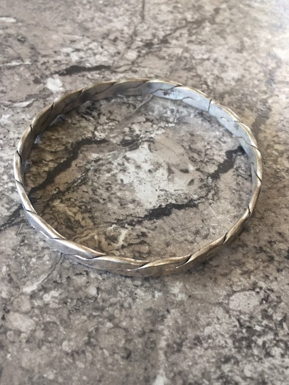 Vintage Mexican Sterling Silver Modernist TAXCO  Bangle Bracelet  925 17  Grams