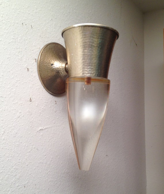 Vintage Mid-Century Modern Luminaire LUCITE torchiere wall lamp Sconce Light