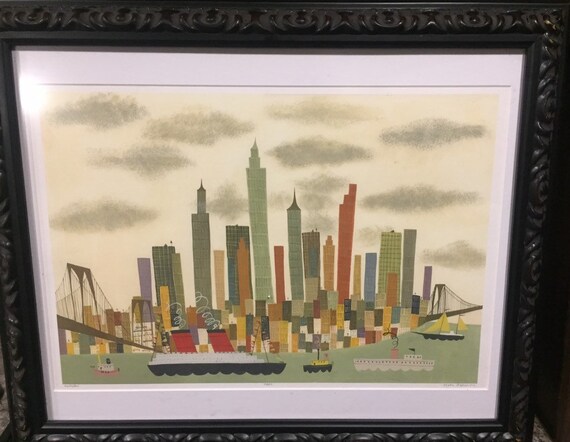 Framed Print by Matt Stephens “Manhattan” Cityscape New York Art Limited Edition