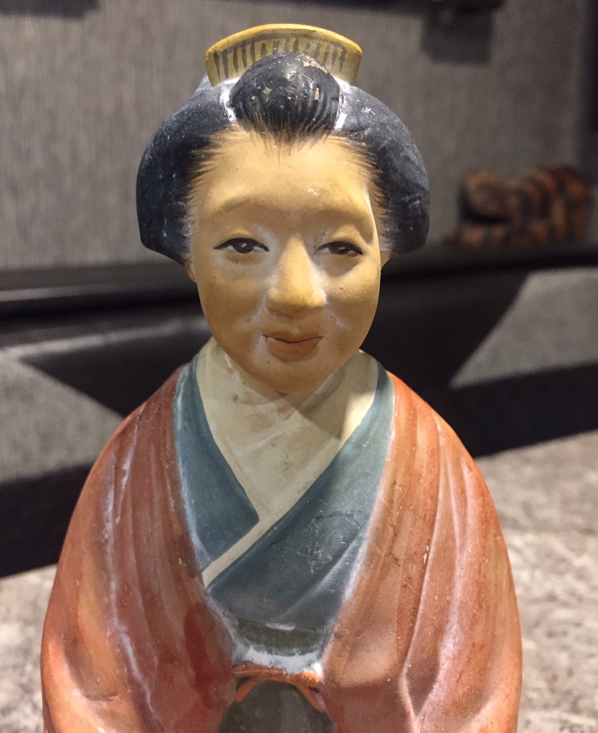 Vintage Rare Japanese Hakata Urasaki Clay Doll Washable Lady Figurine Japan