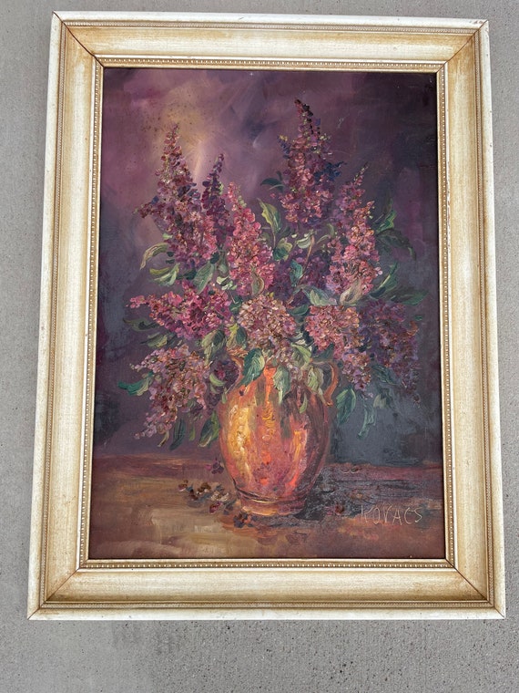 Vintage original oil painting By Kovacs Floral Framed