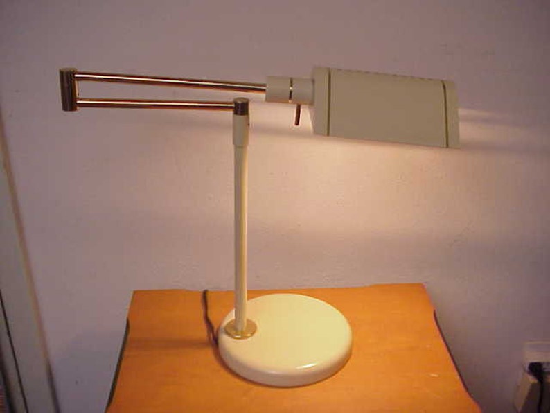 Vintage Italian Desk Lamp Halogen Mid Century Modern Cream Gold Italy Martinelli Era