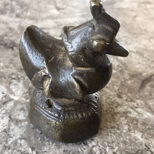 Antique Miniature Bronze Duck Rooster Bird stylized Sculpture Art