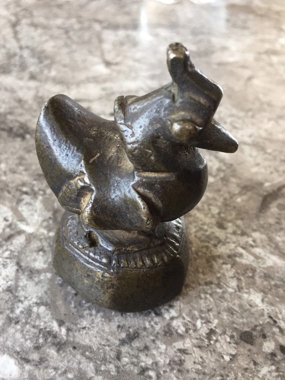 Antique Miniature Bronze Duck Rooster Bird stylized Sculpture Art