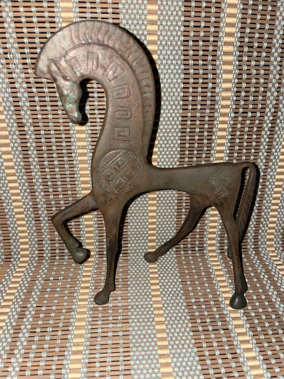 Vintage Etruscan Fredrick Weinberg Style MCM Bronze Trojan Horse Figure 8” ART sculpture