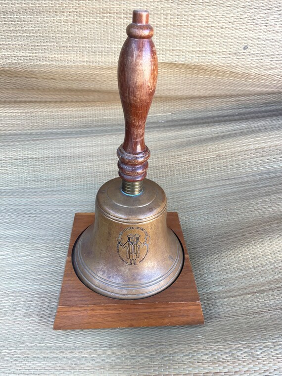 Vintage LARGE 12” Brass Hand Bell Ford Citizen Of  The Year Award School Bell