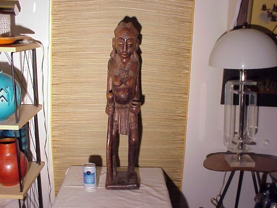 Huge Vintage African Fetish Carved Wood Carving Art Sculpture Africa