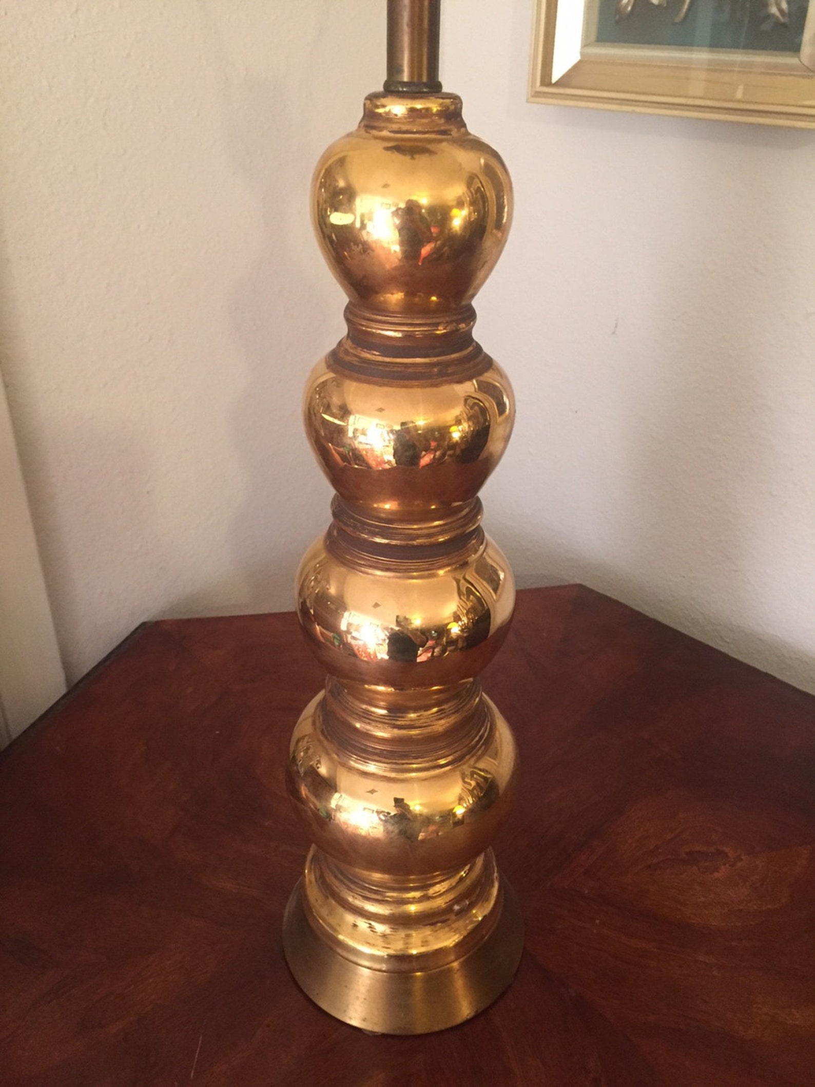 Vintage Stacked Ball Brass Lamp Hollywood Regency 1950's Etsy