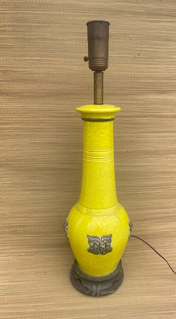 Tall Vintage Ugo Zaccagnini  Pottery Lamp Brass Italy Hollywood Regency 1950’s Rare Monkey