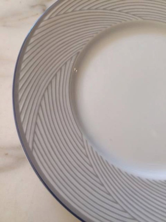 Dansk Tapestries Damask White Gray Blue 2 Salad Plate Jack Lenor Larsen China