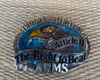 Vintage 1984 2nd Amendment  Great American Buckle Co. Right To Bear Arms