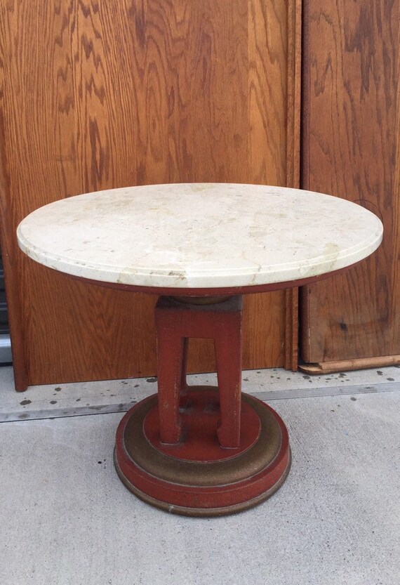 Vintage Hollywood Regency Side Table Italian Marble Mont Asian