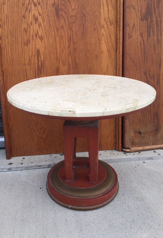 Vintage Hollywood Regency Side Table Italian Marble Mont Asian